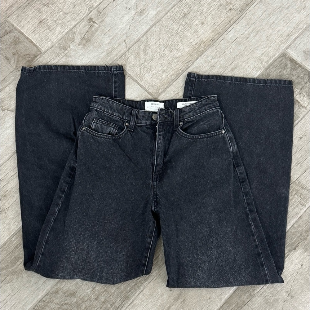 Cotton On Black Relaxed Wide Leg Jeans
